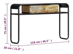 vidaxl Consola*Mesa consola 118x30x75 cm madeira recuperada maciça Natural claro