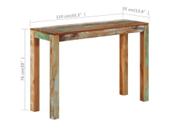 vidaxl Consola*Mesa consola 110x35x76 cm madeira recuperada maciça Multicor