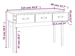 vidaxl Consola*Mesa consola 114x40x75 cm madeira de pinho maciço Natural claro