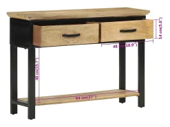 vidaxl Consola*Mesa consola 110x30x75 cm madeira de mangueira áspera maciça Natural claro
