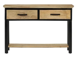 vidaxl Consola*Mesa consola 110x30x75 cm madeira de mangueira áspera maciça Natural claro