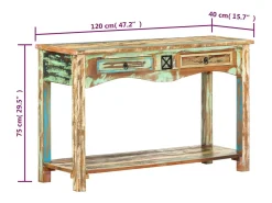 vidaxl Consola*Mesa consola 120x40x75 cm madeira recuperada maciça Multicor