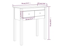 vidaxl Consola*Mesa consola 70x35x75 cm pinho maciço Branco