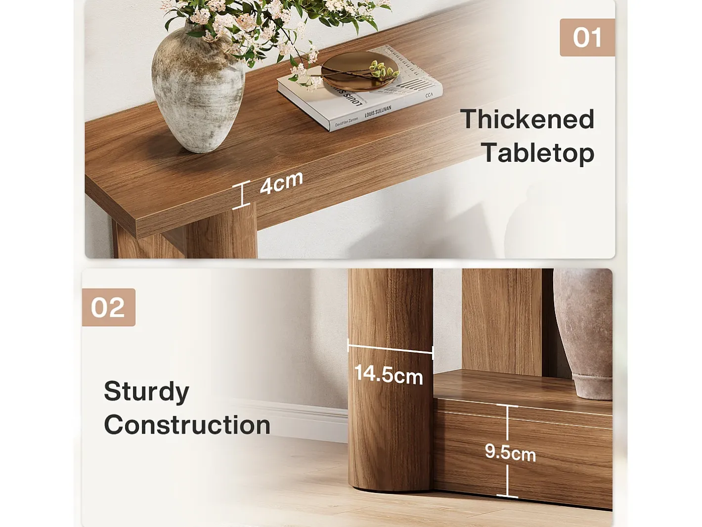 Discount Mesa console de 160 cm, com dois níveis de comprimento, mesa de corredor com armazenamento, marrom rústico Consola