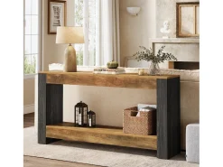 Mesa Console de 160 cm de Comprimento para Entrada, Mesa de Entrada em Madeira Rústica para Sala*Tribesigns Outlet