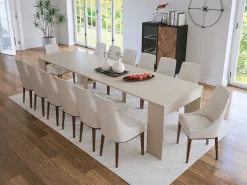 Vente-unique Consola*Mesa console extensível 12 lugares - 6 extensões - - ONEGA Bege