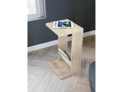 Mesa de apoio - A70cm x L40cm x P35cm carvalho claro e branco -Trébol^Herdasa New