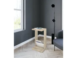 Mesa de apoio - A70cm x L40cm x P35cm carvalho claro e branco -Trébol^Herdasa New