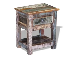vidaxl Mesa De Apoio*Mesa de apoio c/ 1 gaveta madeira reciclada sólida 43x33x51 cm Multicor