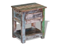 vidaxl Mesa De Apoio*Mesa de apoio c/ 1 gaveta madeira reciclada sólida 43x33x51 cm Multicor