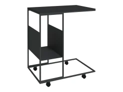 vidaxl Mesa De Apoio*Mesa de apoio c/ rodas 55x36x63,5 cm derivados de madeira Preto