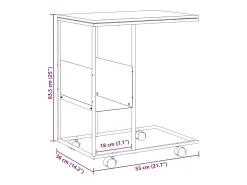 vidaxl Mesa De Apoio*Mesa de apoio c/ rodas 55x36x63,5 cm derivados de madeira Preto