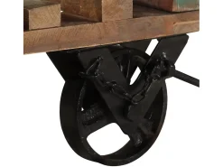 vidaxl Mesa De Apoio*Mesa de apoio c/ rodas 40x40x42 cm madeira recuperada maciça Castanho