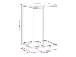 vidaxl Mesa De Apoio*Mesa de apoio c/ rodas 40x30x63,5cm derivados de madeira preta Preto