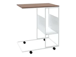 vidaxl Mesa De Apoio*Mesa de apoio c/ rodas 55x36x63,5cm derivados de madeira Branco