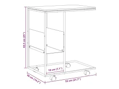 vidaxl Mesa De Apoio*Mesa de apoio c/ rodas 55x36x63,5cm derivados de madeira Branco