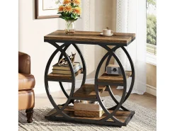 Mesa de apoio com 4 andares, mesa de cabeceira estreita de 60 cm com armazenamento para sala, quarto de dormir, entrada^Tribesigns Sale
