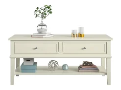 Sale Mesa de apoio com 2 gavetas em MDF cor-de-rosa Mesa De Centro