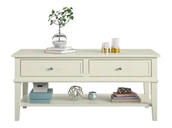 Sale Mesa de apoio com 2 gavetas em MDF cor-de-rosa Mesa De Centro