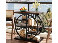 Mesa de apoio de 5 níveis em madeira fina 60 x 30 cm Mesa baixa com estrutura de metal Mesa de apoio industrial^Tribesigns Outlet