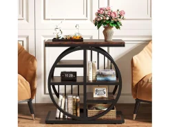 Mesa de apoio de 5 níveis em madeira fina 60 x 30 cm Mesa baixa com estrutura de metal Mesa de apoio industrial^Tribesigns Outlet