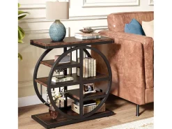 Mesa de apoio de 5 níveis em madeira fina 60 x 30 cm Mesa baixa com estrutura de metal Mesa de apoio industrial^Tribesigns Outlet