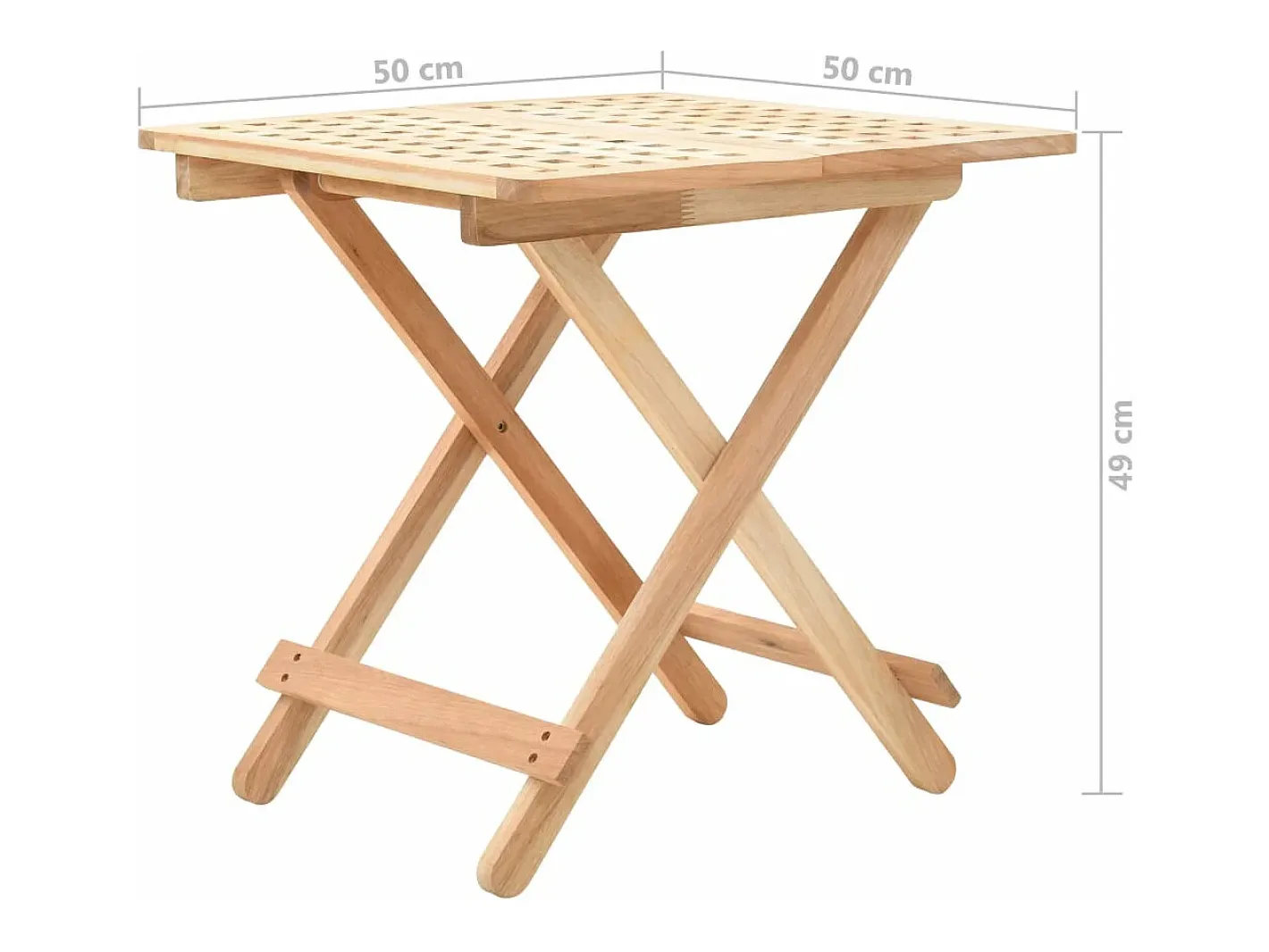 vidaxl Mesa De Apoio*Mesa de apoio dobrável madeira de nogueira maciça 50x50x49 cm Bege
