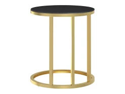 vidaxl Mesa De Apoio*Mesa de apoio dourada e vidro temperado preto 45 cm Dourado