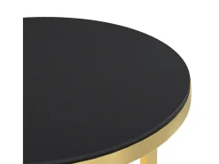 vidaxl Mesa De Apoio*Mesa de apoio dourada e vidro temperado preto 45 cm Dourado