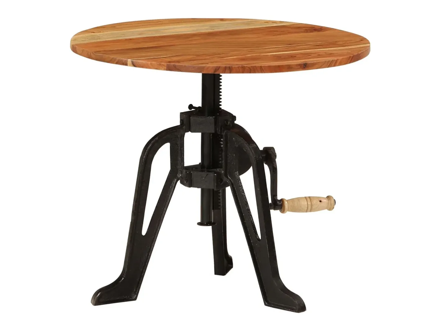 vidaxl Mesa De Apoio*Mesa de apoio 60x(42-62) cm acácia maciça e ferro fundido Castanho