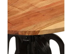 vidaxl Mesa De Apoio*Mesa de apoio 60x(42-62) cm acácia maciça e ferro fundido Castanho