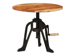 vidaxl Mesa De Apoio*Mesa de apoio 60x(42-62) cm acácia maciça e ferro fundido Castanho