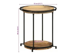 vidaxl Mesa De Apoio*Mesa de apoio Ø55x60 cm madeira de mangueira maciça Natural claro