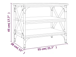 vidaxl Mesa De Apoio*Mesa de apoio 55x38x45 cm derivados de madeira Preto