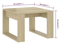 vidaxl Mesa De Apoio*Mesa de apoio 50x50x35 cm derivados de madeira carvalho sonoma Natural claro
