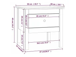 vidaxl Mesa De Apoio*Mesa de apoio 50x50x49 cm pinho maciço Preto