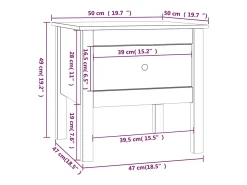 vidaxl Mesa De Apoio*Mesa de apoio 50x50x49 cm pinho maciço Preto