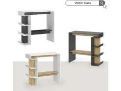 Vicco Móvel De Bar*Mesa de bar carvalho branco/dourado 108x50x103 dana Natural escuro