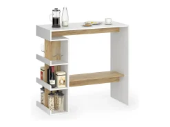Vicco Móvel De Bar*Mesa de bar carvalho branco/dourado 108x50x103 dana Natural escuro