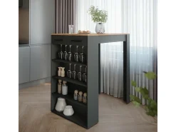Vicco Móvel De Bar*Mesa de bar carvalho goldkraft/antracite 67x100x106 repose Natural escuro