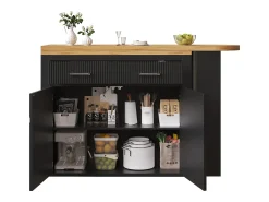 Outlet Mesa de bar extensível móvel - 137-215 x 39 x 102,3 cm - com 1 gaveta + 2 portas - MDF - preta Móvel De Bar