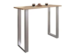 Outlet Mesa de bar | Tresen | Mesa em pé | Mesa alta | Mesa de mesa com rolamentos - Xona 140x50 cm (Prata / Sonoma Oak) Móvel De Bar