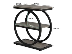 Mesa de Cabeceira, Mesa de Cabeceira Estreita com 3 Prateleiras de Armazenamento, Mesa Lateral Cinza com Molduras de Metal Preto^Tribesigns Online
