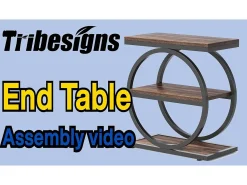 Mesa de Cabeceira, Mesa de Cabeceira Estreita com 3 Prateleiras de Armazenamento, Mesa Lateral Cinza com Molduras de Metal Preto^Tribesigns Online