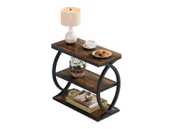 Mesa de Cabeceira, Mesa de Cabeceira Estreita de 3 Andares para Sala de Estar, Industrial*Tribesigns Sale