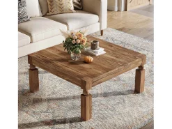 Hot Mesa de Café de Madeira Sólida, Mesa de Sala de Estar Retangular Moderna de Meio Século com 100cm Mesa De Centro
