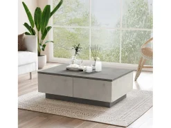 Dmora Mesa De Centro*Mesa de café Dlucches, Mesa de café, Suporte de sofá, Prateleira de sala, 90x60h32 cm, Prata e Antracite Prateado