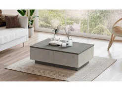 Dmora Mesa De Centro*Mesa de café Dlucches, Mesa de café, Suporte de sofá, Prateleira de sala, 90x60h32 cm, Prata e Antracite Prateado
