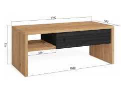 Outlet Mesa de Café Elevatória, 110x50x45cm, Móveis Sala Estar, Carvalho e preto Mesa De Centro