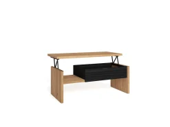 Outlet Mesa de Café Elevatória, 110x50x45cm, Móveis Sala Estar, Carvalho e preto Mesa De Centro